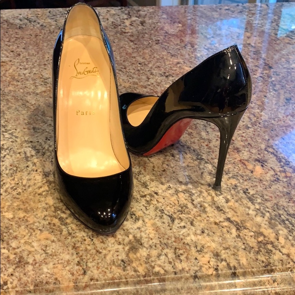 Christian Louboutin Black Patent Pumps with Red Soles